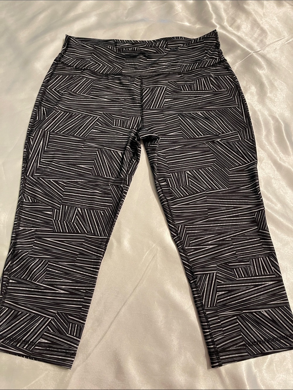 Danskin Black & White Striped Geometric Athletic Shorts